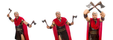 Gladiator isolated on white backgroundの写真素材