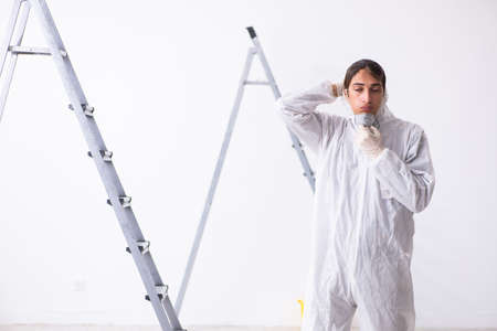 Painter working at construction siteの写真素材