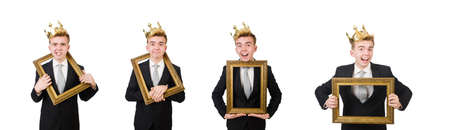 Concept of king businessman with crownの写真素材