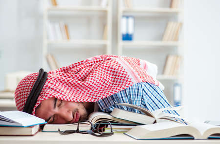 Arab student preparing for university examsの写真素材