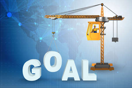 Crane lifting the word goal upの写真素材