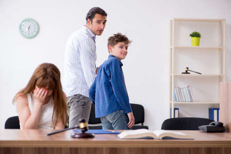 Divorcing family trying to divide child custodyの写真素材