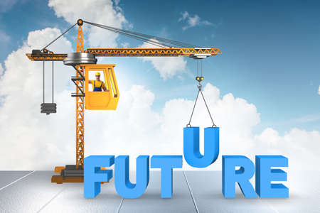 Crane lifting the word future upの写真素材