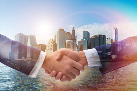 Businessman shaking hands in agreement