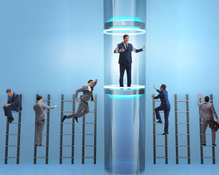 Businessmen in accelerated and fast promotion conceptの写真素材