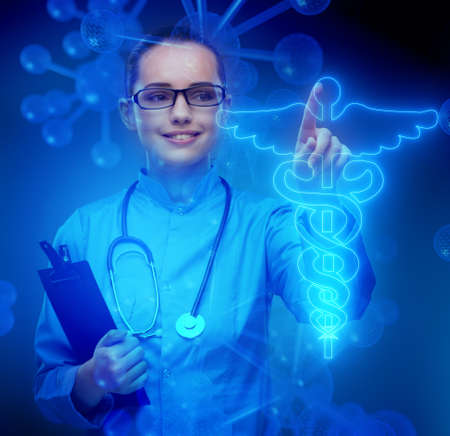 Woman doctor in telemedicine futuristic conceptの写真素材