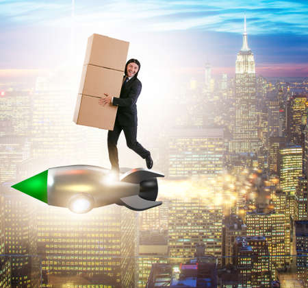 Businessman in fast delivery serviceの写真素材
