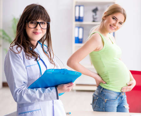 Pregnant woman visiting doctor for regular check-up