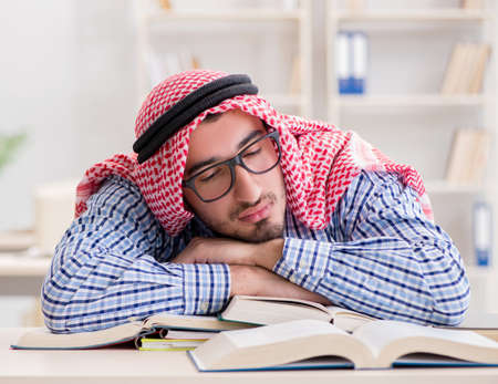 Arab student preparing for university examsの写真素材