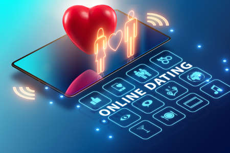 The concept of online dating and matching - 3d rendering