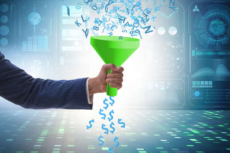 Data monetization concept with the funnel and businessmanの写真素材