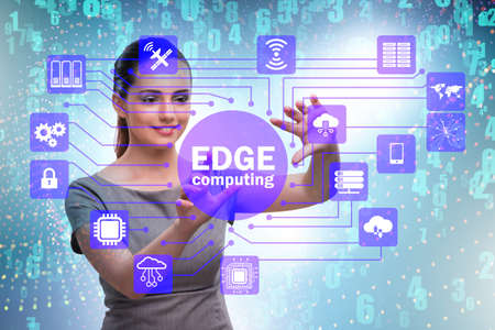 Businessman in edge and fog computing conceptの写真素材