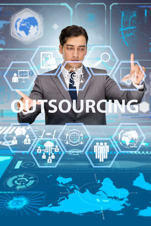 Concept of outsourcing in modern businessの写真素材