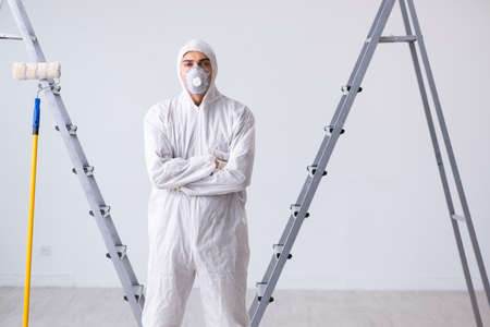 Painter working at construction siteの写真素材