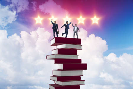 Business education concept with businessman and booksの写真素材