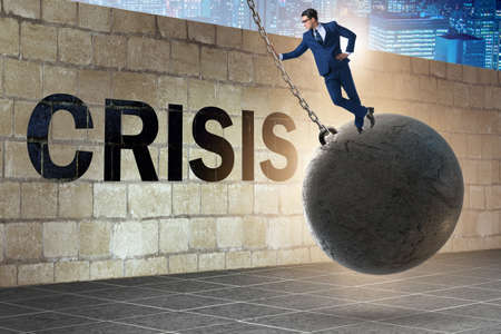 Businessman in crisis management concept