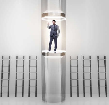 Businessmen in accelerated and fast promotion concept