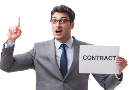 Businessman in employment contract concept isolated on white bacの写真素材