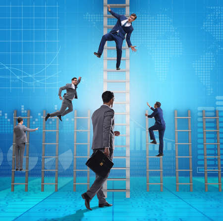 Competition concept with businessman beating competitorsの写真素材