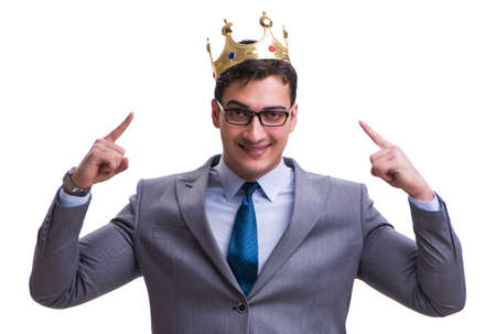 King businessman isolated on white backgroundの写真素材
