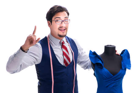 Male tailor isolated on white backgroundの写真素材