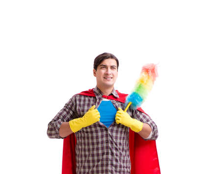 Super hero cleaner isolated on white