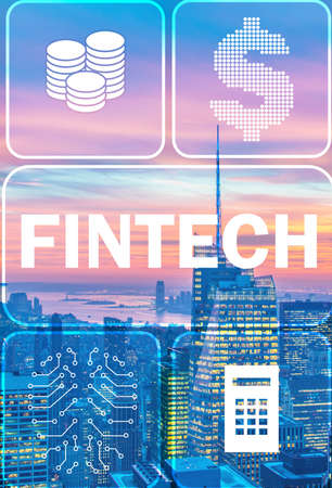 Smart city concept with fintech financial technology conceptの写真素材