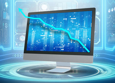 Illustration with business charts - 3d rendering