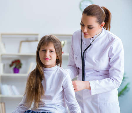 Female doctor pediatrician checking girlの写真素材
