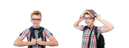 Student with backpack isolated on the whiteの写真素材