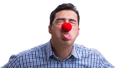 Funny man clown isolated on white backgroundの写真素材