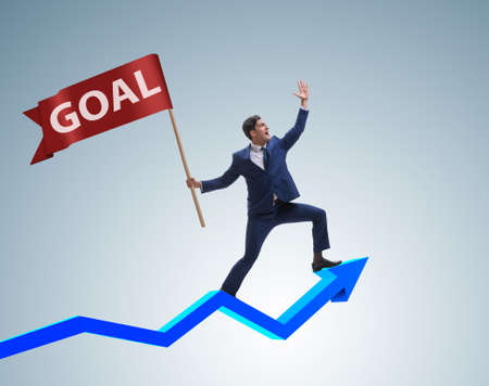 Businessman achieving his business goals and targetsの写真素材