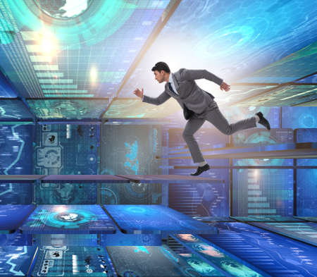 Businessman in abstract business conceptの写真素材