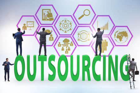 Concept of outsourcing in modern businessの写真素材