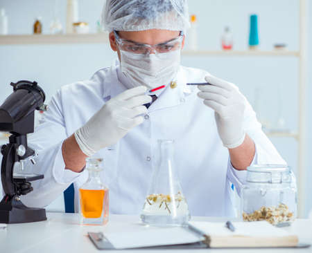 Chemist mixing perfumes in the lab