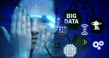 Big data modern computing concept with woman