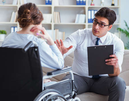 Patient visiting psychotherapist to deal with consequences of trの写真素材