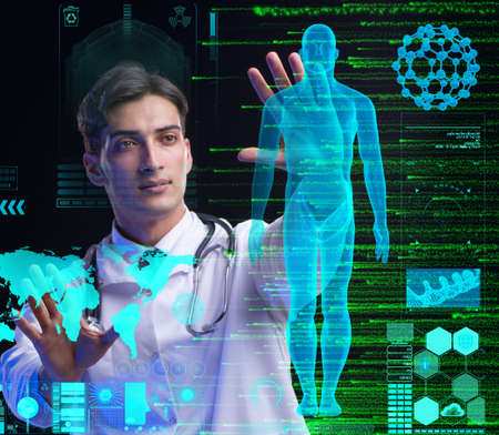 Concept of telemedicine with male doctorの写真素材