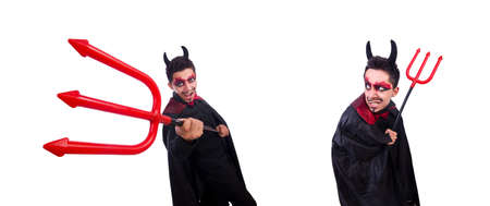 Man in devil costume in halloween concept