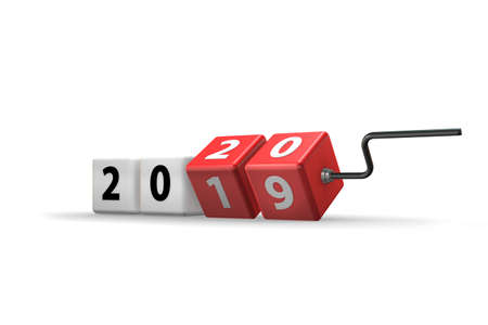Concept of changing year from 2019 to 2020 - 3d renderingの写真素材