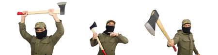 Criminal wearing mask isolated on white