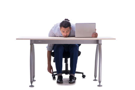 Employee working isolated on white backgroundの写真素材