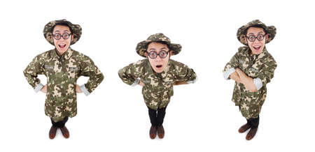 Funny soldier in military conceptの写真素材