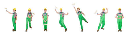 Funny painter isolated on whiteの写真素材