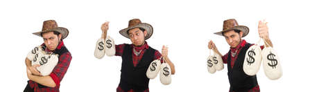 Young cowboy isolated on whiteの写真素材