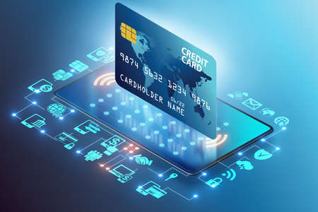 Concept of mobile payment with smartphone - 3d rendering