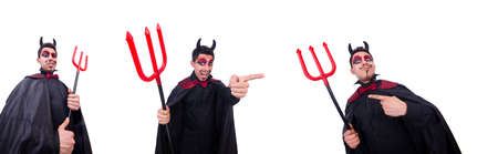 Man in devil costume in halloween conceptの写真素材