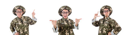 Funny soldier isolated on the whiteの写真素材