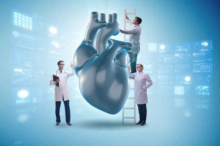 Heart examination by a team of doctors