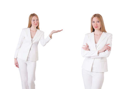 Elegant blond businesslady isolated on whiteの写真素材